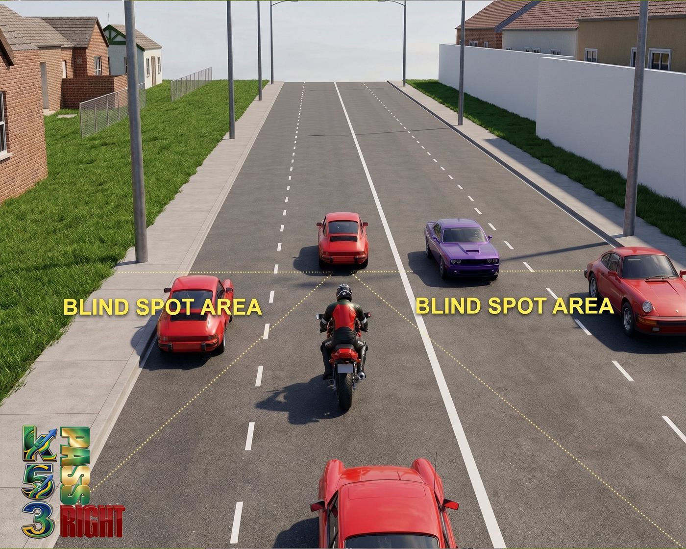 Checking blind spots on a motorcycle
